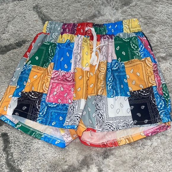 Patchwork drawstring shorts - Picture 1 of 2